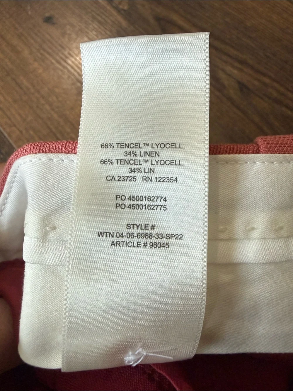 Wilfred Aritzia Pink Linen Lyocell Wide Leg Pants Women’s Size 2 High Rise
